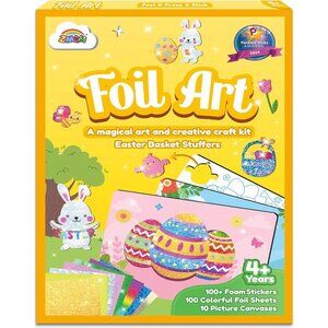 ZMLM Easter Crafts Gifts for Kids - Foil Art Mess Free Activity, Fun Easter Bask